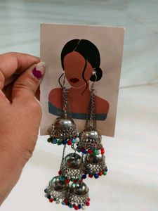Silver Jhumka Earrings