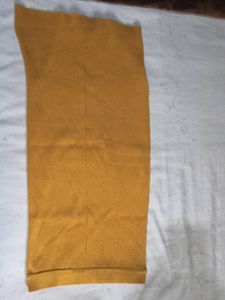 Mustard Ribbed Knit Midi Skirt