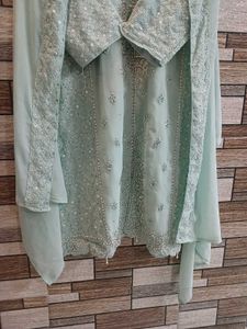 Sea Green Bead Work Kurta Set