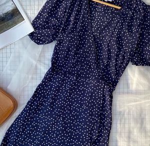 &amp; Other Stories Navy Blue Wrap Around Dress