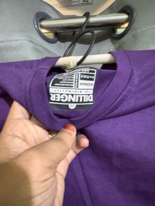 Purple Typography Printed Drop Shoulder Sleeves