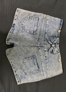 Y2K Acid Wash Denim Bow Shorts
