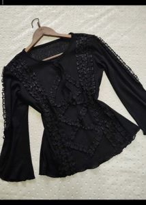 Elegant Black Ruffled Top