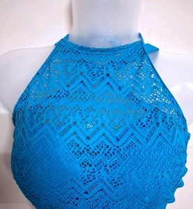Blue Lace Halter Top