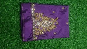 Aari work Purple Blouse Piece