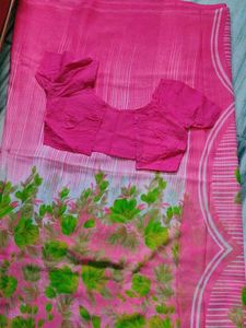 Pink Floral Saree with Blouse