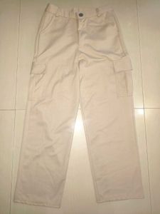 Beige High-Waist Cargo Pants