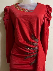 Red Beaded Party Dress