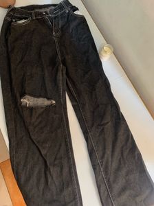 Ripped Black Wide Leg Jeans