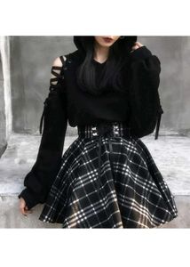 GRUNGE CRISS CROSS CHECKERED SKIRT