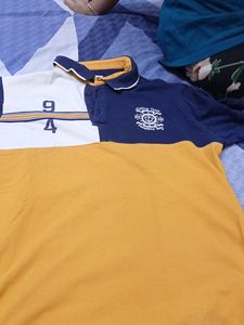 Stylish Navy Blue and mustard Polo T-shirt