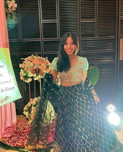 Black Lehenga And Mint Green Top