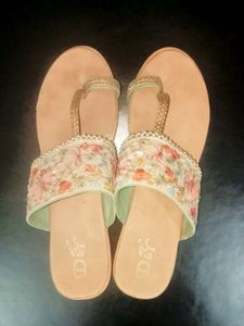 Floral Embroidered Thong Sandals
