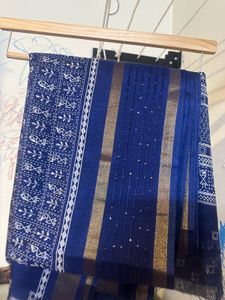 Ethnic Printed Saree With Attached Blouse Piece