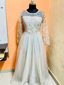Silver Net Gown  XL Size