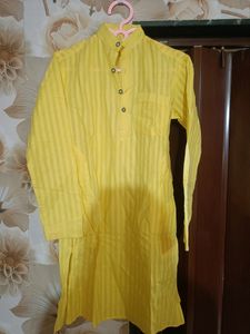 Hand stitched Yellow Kurta For Boy