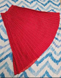 Red Accordian Pleated Maxi Skirt