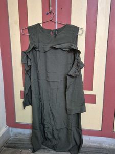 Olive Green Ruffle Dress