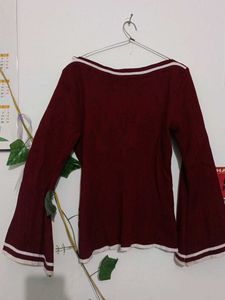 Maroon Flared Sleeve Top