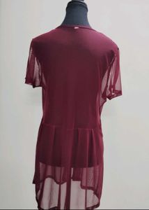 Burgundy Mesh Cover-Up
