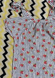 Rose Print Tie Strap Top