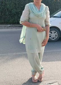Sea Green Kurta afgani Set