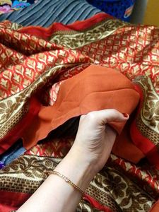 Elegant Red &amp; Beige Saree Fabric💞