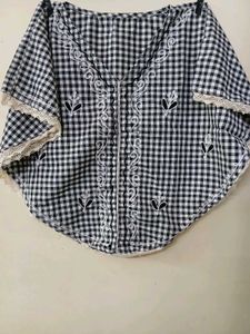Gingham Lace Trim Top