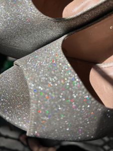 Sparkly Silver Wedge Heels