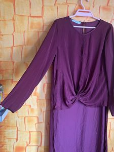 Burgundy Knot Front Dress