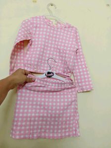Taffykids Pink Gingham Skirt Set