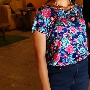 Elegant Floral Cotton Top