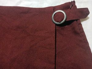 Rust Brown Mini Skirt with Ring Detail