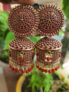 Red N Golden Jhumka