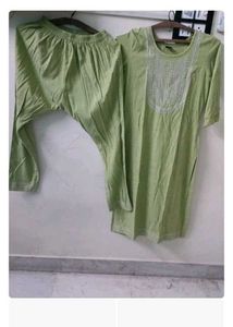 Green Embroidered Kurta Set