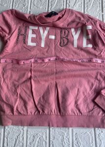 Pink "Hey-Bye" Embellished Sweatshirt