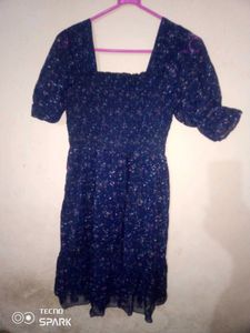 Blue Floral Print Dress