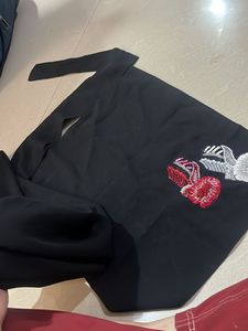 Plain Black Georgette Stole And Nosepiece