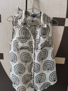 Semi Transparent Peacock Print Sleevless Top