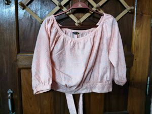 Peach Blouse with 3/4 Sleeves