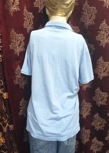 Men Light Blue Polo Neck T-Shirt