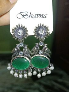 Green Oxidised Beautiful Earrings