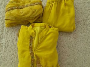 Yellow Embroidered A Line Kurta Set Women&#39;s