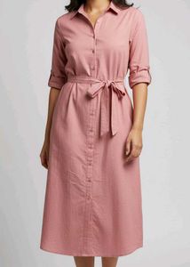 Dusty Rose Shirt Dress with Belt 🌸