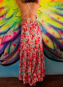 Backless Designer Flower Dress