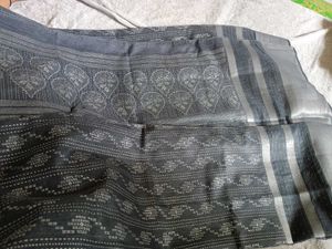 Elegant Gray & Silver Sari