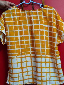ANNABELLE BY PANTALOONS Mustard White Boxy Fit Tee