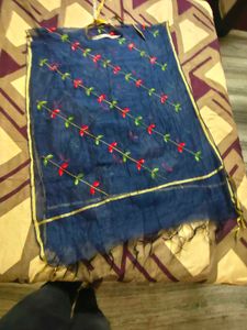 Blue Embroidered Dupatta