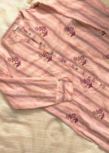 Pink Striped Embroidered Tunic