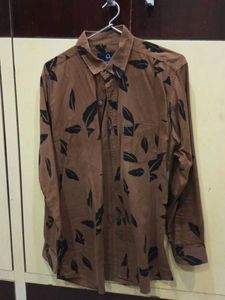Brown Leaf Print Shirt